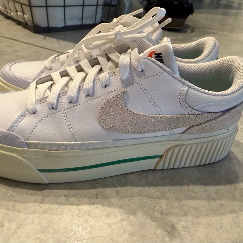 Nike White and Cream platform Sneakers